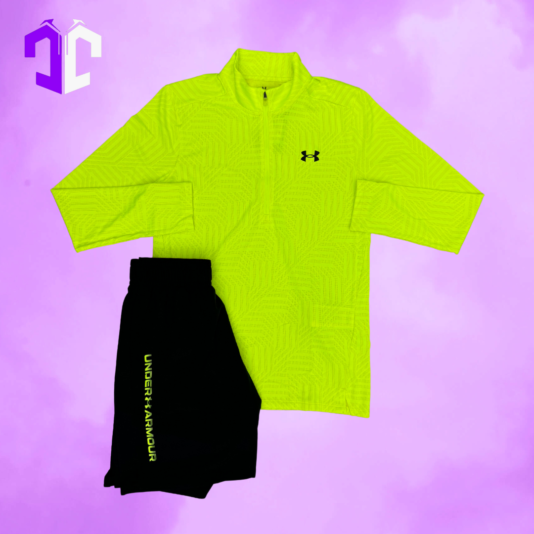 Under Armour Geotessa 1/4 Zip Wordmark Set - Volt/Black