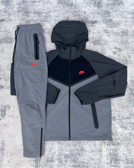 Nike Tech Woven Tracksuit - Charcoal/Crimson