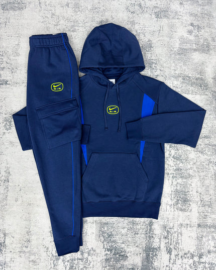 Nike Air Fleece Cargo Tracksuit - Blue/Volt