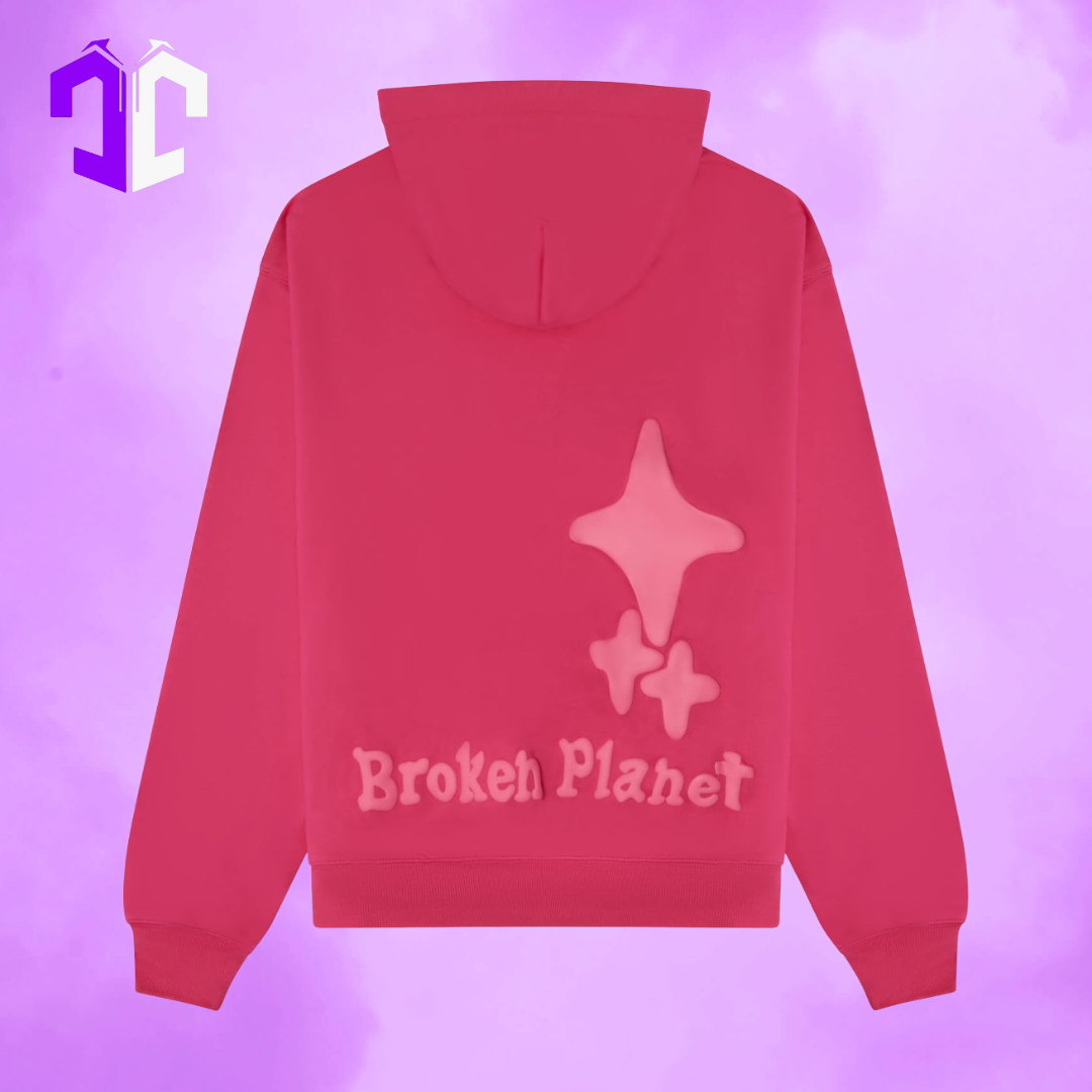 Broken Planet Monochrome Hoodie - Pink Fuchsia