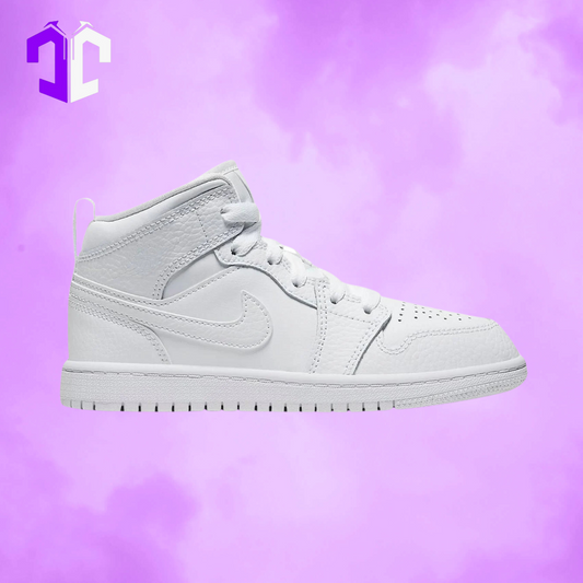 Air Jordan 1 Mid Triple White - Kids