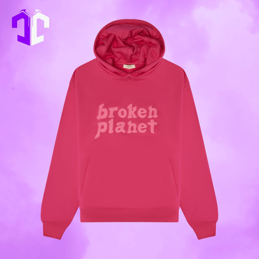 Broken Planet Monochrome Hoodie - Pink Fuchsia