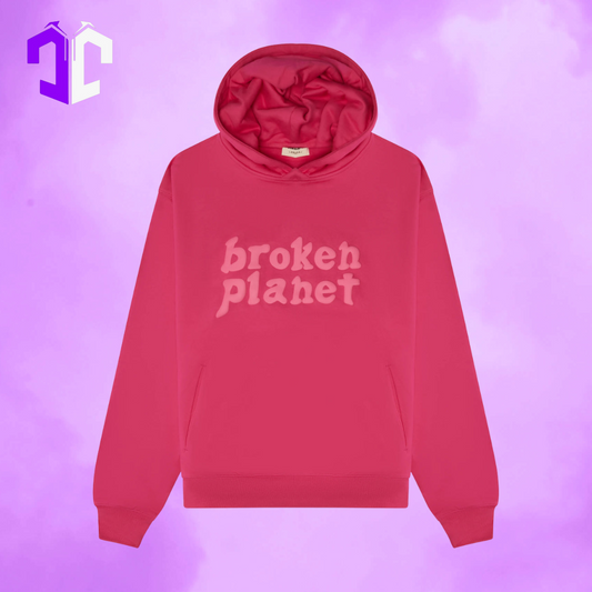 Broken Planet Monochrome Hoodie - Pink Fuchsia