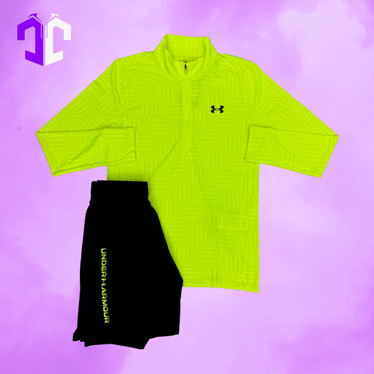 Under Armour Geotessa 1/4 Zip Wordmark Set - Volt/Black