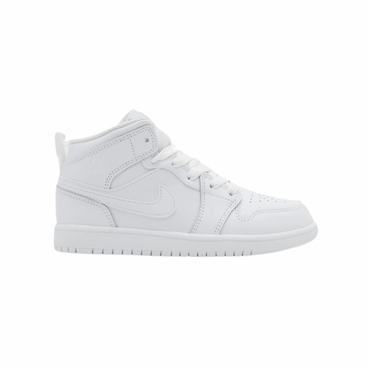 Air Jordan 1 Mid Triple White - Kids