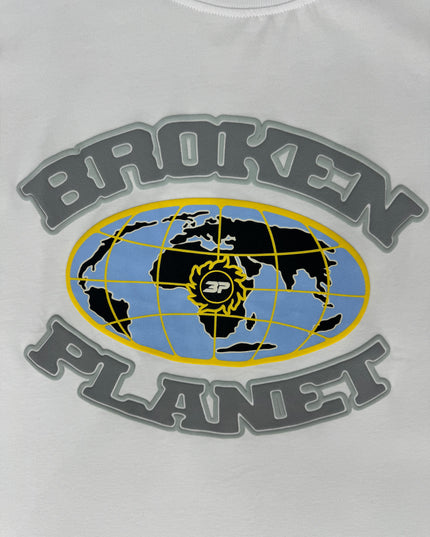 Broken Planet Globe Tee - White/Blue/Yellow