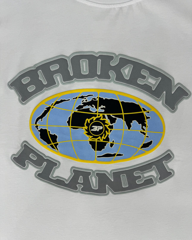 Broken Planet Globe Tee - White/Blue/Yellow