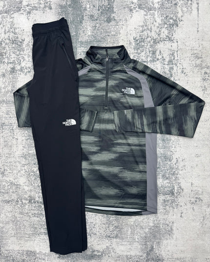 The North Face Performance Zip / Shorts Tracksuit - Green/Grey/Black