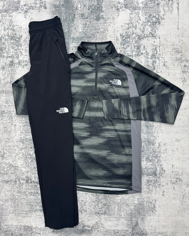 The North Face Performance Zip / Shorts Tracksuit - Green/Grey/Black