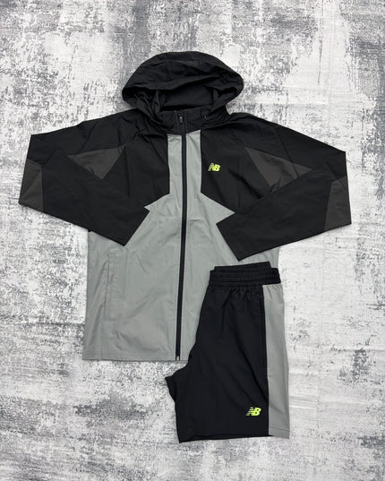 New Balance Utility Jacket/Shorts Set - Grey/Black/Neon